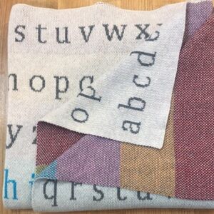 Abbott A to Z Throw Blanket Alphabet Pattern Multicolor Striped Reverse Side